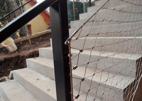 Rete in fune d'acciaio inossidabile con maglia da 80x80mm per prevenzione cadute in balaustra SS 304/316 Rete in cavo