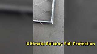 Balcone con rete in corda di acciaio inox intelaiata, rete anticaduta in alta quota, inox modulare